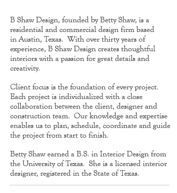 Austin Interior Designer Betty Shaw S Bio